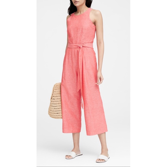 Banana Republic Pants - Banana Republic 8 TALL Linen-Cotton Cropped Jumpsuit